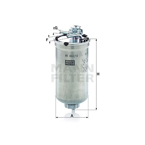 Kraftstofffilter MANN-FILTER WK 853/12 f&uuml;r VAG