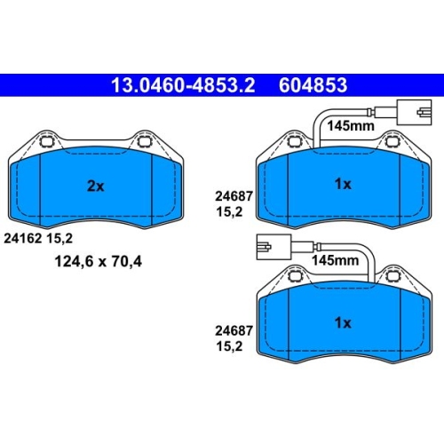 Bremsbelagsatz, Scheibenbremse ATE 13.0460-4853.2 f&uuml;r FIAT, Vorderachse