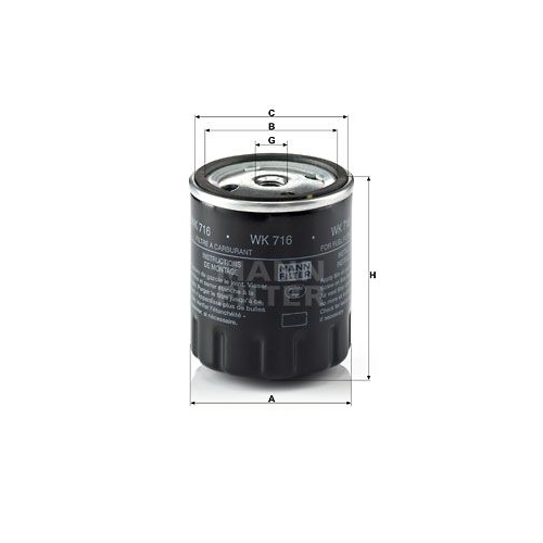 Kraftstofffilter MANN-FILTER WK 716 f&uuml;r FORD HANOMAG HENSCHEL MERCEDES-BENZ