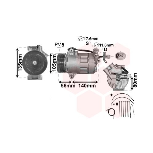 Kompressor, Klimaanlage VAN WEZEL 3700K428 *** IR PLUS *** f&uuml;r OPEL
