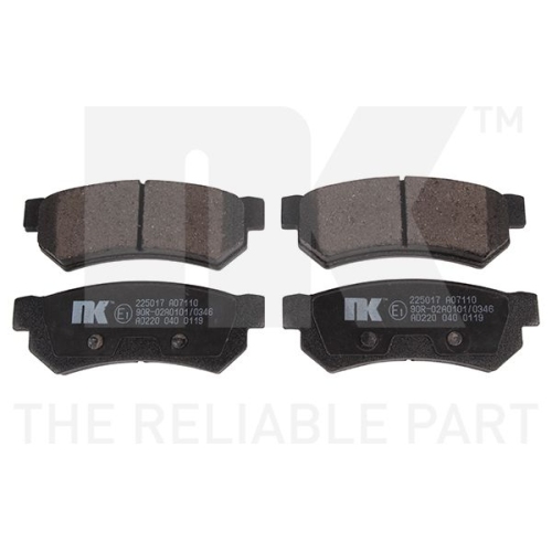 Bremsbelagsatz, Scheibenbremse NK 225017 f&uuml;r SUZUKI CHEVROLET DAEWOO