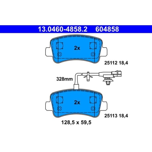 Bremsbelagsatz, Scheibenbremse ATE 13.0460-4858.2 f&uuml;r NISSAN OPEL RENAULT