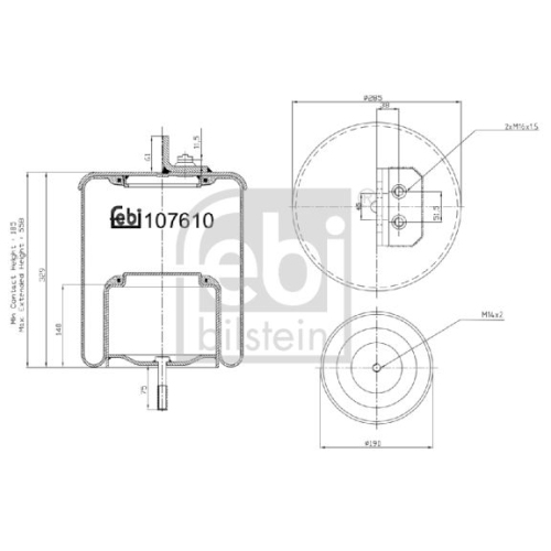 Febi Bilstein 107610 Luftfederbalg mit Stahlkolben und Kolbenstange, 1 St&uuml;ck