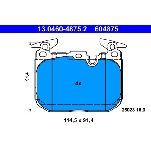 Bremsbelagsatz, Scheibenbremse ATE 13.0460-4875.2 f&uuml;r BMW, Vorderachse