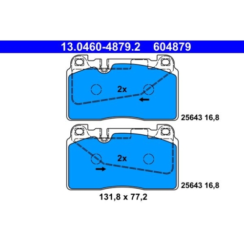 Bremsbelagsatz, Scheibenbremse ATE 13.0460-4879.2 f&uuml;r PORSCHE VAG, Vorderachse