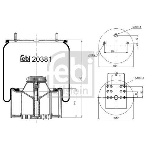 Febi Bilstein 20381 Luftfederbalg mit Stahlkolben , 1 St&uuml;ck