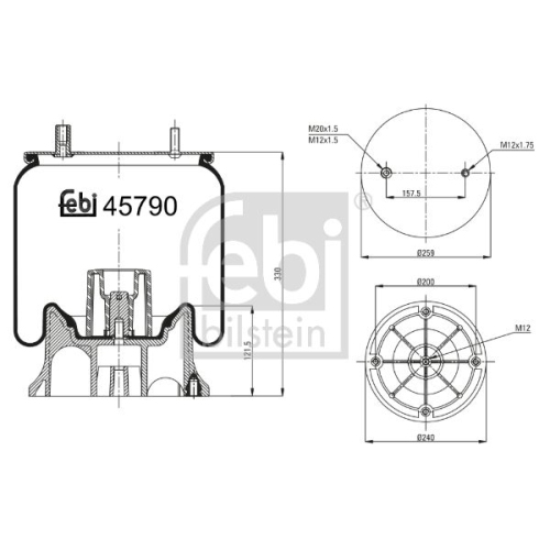 Febi Bilstein 45790 Luftfederbalg mit Kunststoffkolben , 1 St&uuml;ck