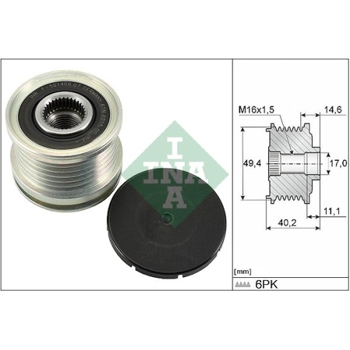 Generatorfreilauf INA 535 0124 10 f&uuml;r AUDI MAN PORSCHE SEAT SKODA VW