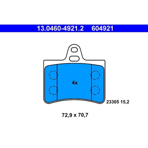 Bremsbelagsatz, Scheibenbremse ATE 13.0460-4921.2 f&uuml;r CITRO&Euml;N, Hinterachse