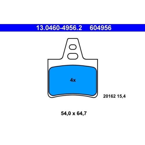 Bremsbelagsatz, Scheibenbremse ATE 13.0460-4956.2 f&uuml;r CITRO&Euml;N, Hinterachse