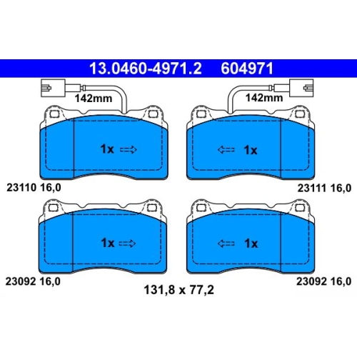 Bremsbelagsatz, Scheibenbremse ATE 13.0460-4971.2 f&uuml;r FIAT, Vorderachse