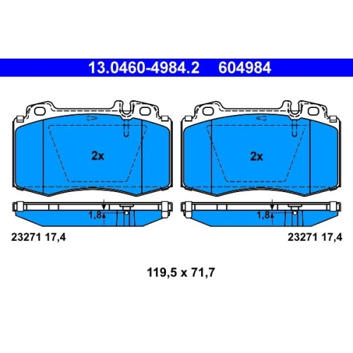 Bremsbelagsatz, Scheibenbremse ATE 13.0460-4984.2 f&uuml;r MERCEDES-BENZ, Vorderachse