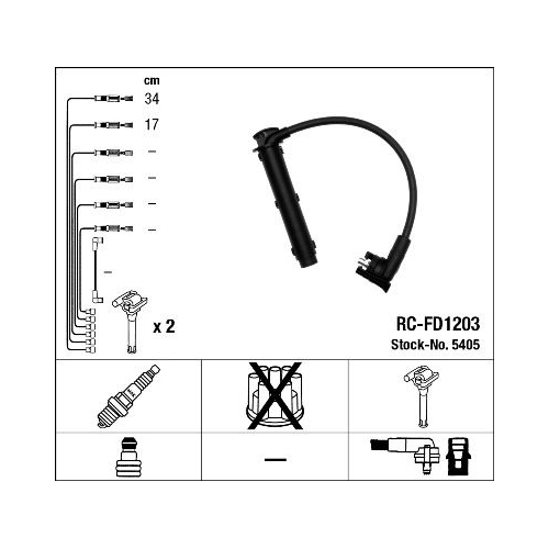 Z&uuml;ndleitungssatz NGK 5405 f&uuml;r FORD