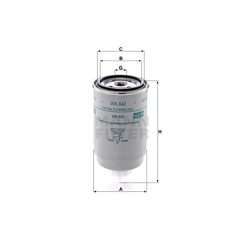 Kraftstofffilter MANN-FILTER WK 842 f&uuml;r CITRO&Euml;N FIAT FORD HANOMAG HENSCHEL IVECO