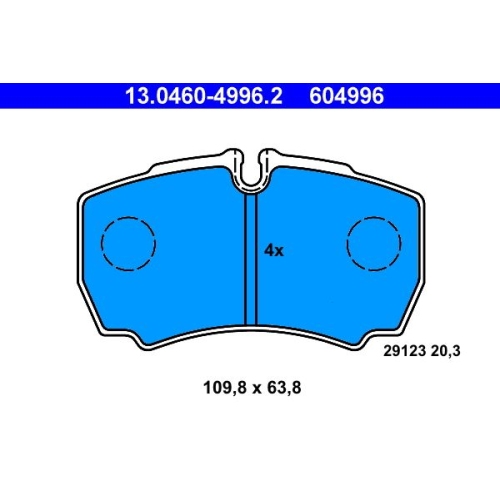 Bremsbelagsatz, Scheibenbremse ATE 13.0460-4996.2 f&uuml;r IVECO, Hinterachse