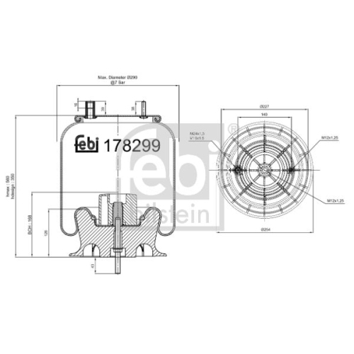 Federbalg, Luftfederung FEBI BILSTEIN 178299 f&uuml;r RENAULT TRUCKS HENDRICKSON