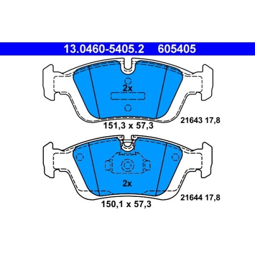 Bremsbelagsatz, Scheibenbremse ATE 13.0460-5405.2 f&uuml;r BMW, Vorderachse