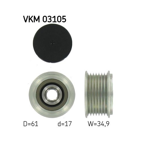 Generatorfreilauf SKF VKM 03105 f&uuml;r AUDI SEAT SKODA VW