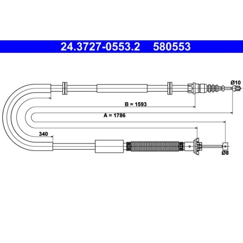 Seilzug, Feststellbremse ATE 24.3727-0553.2 f&uuml;r FIAT, hinten links