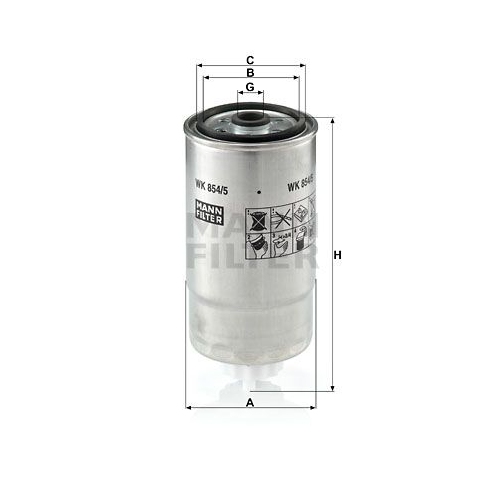 Kraftstofffilter MANN-FILTER WK 854/5 f&uuml;r FIAT LDV VM PIAGGIO MOTORCYCLES
