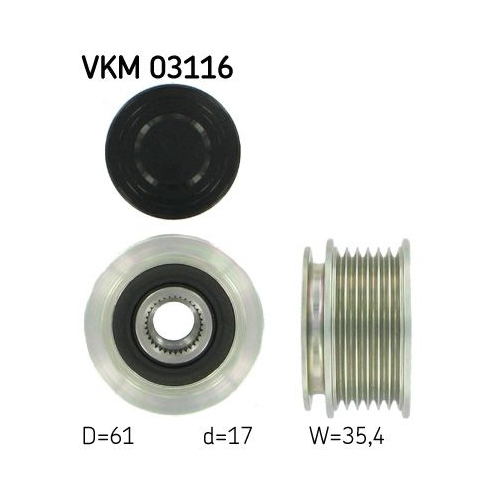 Generatorfreilauf SKF VKM 03116 f&uuml;r AUDI VW
