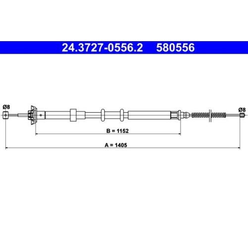 Seilzug, Feststellbremse ATE 24.3727-0556.2 f&uuml;r FIAT, hinten links