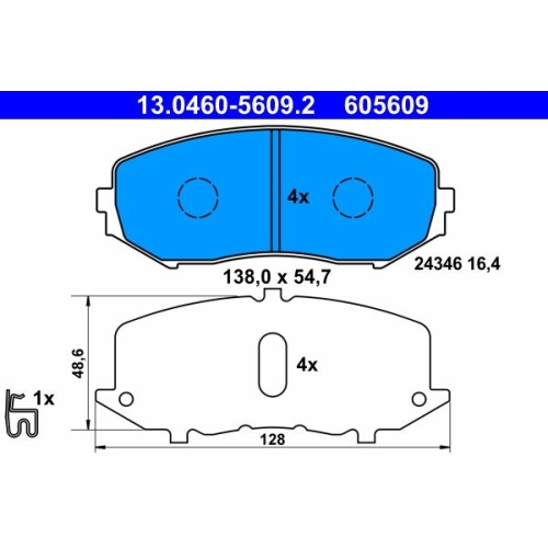 Bremsbelagsatz, Scheibenbremse ATE 13.0460-5609.2 f&uuml;r SUZUKI, Vorderachse
