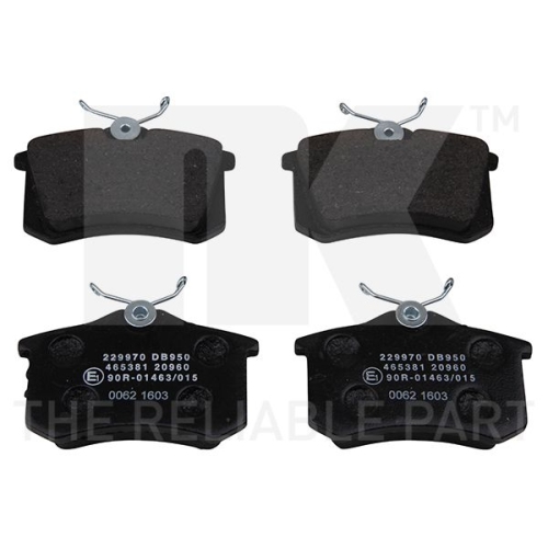 Bremsbelagsatz, Scheibenbremse NK 229970 f&uuml;r PEUGEOT SEAT VW, Hinterachse