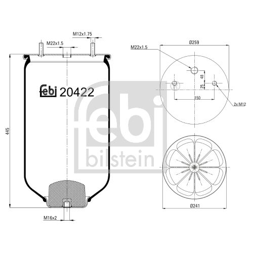 Febi Bilstein 20422 Luftfederbalg ohne Kolben , 1 St&uuml;ck