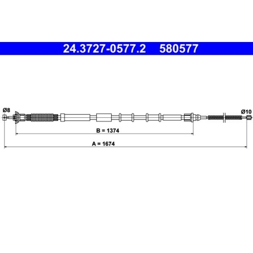 Seilzug, Feststellbremse ATE 24.3727-0577.2 f&uuml;r FIAT, hinten links