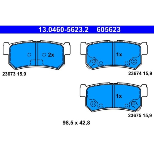 Bremsbelagsatz, Scheibenbremse ATE 13.0460-5623.2 f&uuml;r SSANGYONG DAEWOO