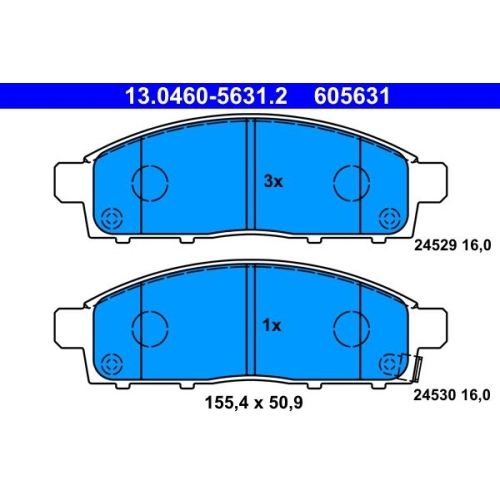 Bremsbelagsatz, Scheibenbremse ATE 13.0460-5631.2 f&uuml;r MITSUBISHI, Vorderachse