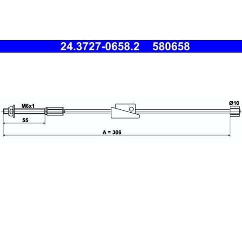 Seilzug, Feststellbremse ATE 24.3727-0658.2 f&uuml;r FORD MAZDA, vorne