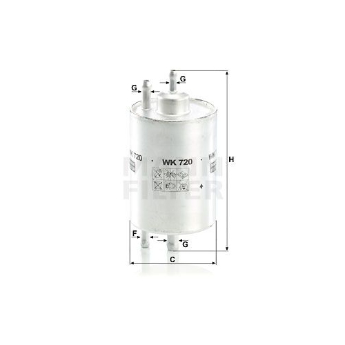 Kraftstofffilter MANN-FILTER WK 720 f&uuml;r CHRYSLER FIAT MERCEDES-BENZ