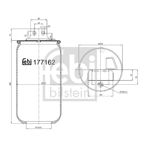 Federbalg, Luftfederung FEBI BILSTEIN 177162 f&uuml;r IVECO, Vorderachse links