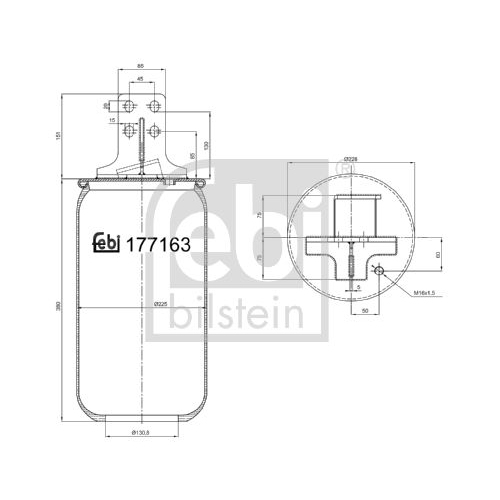 Federbalg, Luftfederung FEBI BILSTEIN 177163 f&uuml;r IVECO, Hinterachse links
