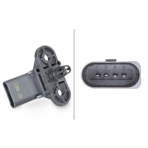 Sensor, Saugrohrdruck HELLA 6PP 009 400-261 f&uuml;r AUDI SEAT SKODA VW, oben