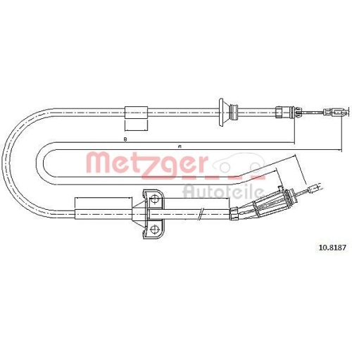 Seilzug, Feststellbremse METZGER 10.8187 COFLE f&uuml;r VOLVO, hinten rechts