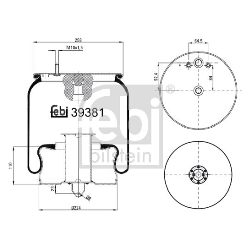 Febi Bilstein 39381 Luftfederbalg mit Stahlkolben , 1 St&uuml;ck