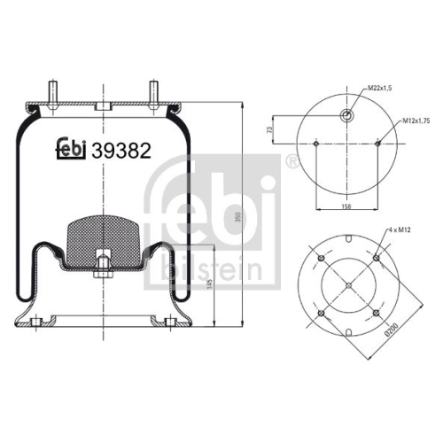 Febi Bilstein 39382 Luftfederbalg mit Stahlkolben , 1 St&uuml;ck