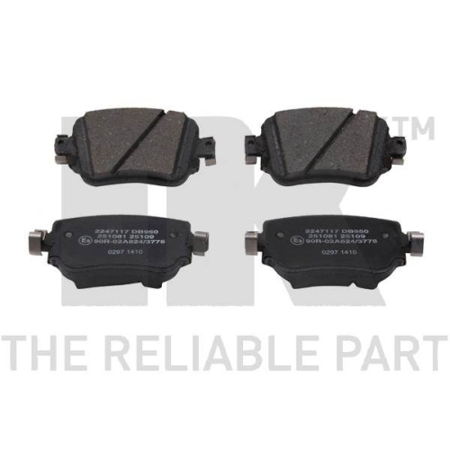 Bremsbelagsatz, Scheibenbremse NK 2247117 f&uuml;r AUDI SEAT SKODA VW, Hinterachse