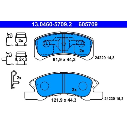 Bremsbelagsatz, Scheibenbremse ATE 13.0460-5709.2 f&uuml;r DAIHATSU MITSUBISHI
