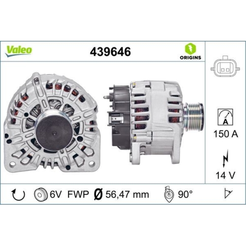 Generator VALEO 439646 VALEO ORIGINS NEW f&uuml;r RENAULT DACIA
