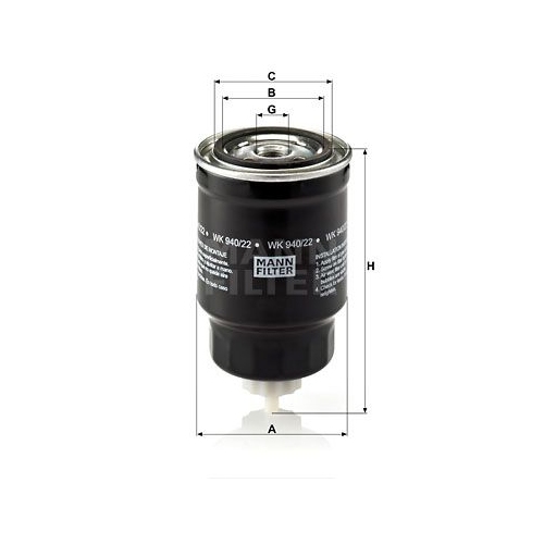 Kraftstofffilter MANN-FILTER WK 940/22 f&uuml;r NISSAN BOMAG CUMMINS KOMATSU GEHL