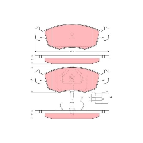 Bremsbelagsatz, Scheibenbremse TRW GDB1208 f&uuml;r FORD PANTHER, Vorderachse