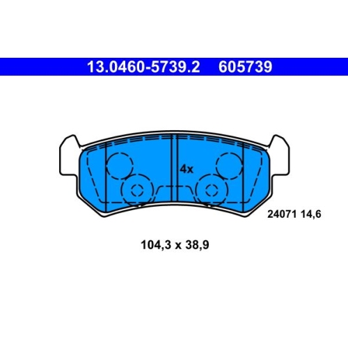 Bremsbelagsatz, Scheibenbremse ATE 13.0460-5739.2 f&uuml;r CHEVROLET DAEWOO