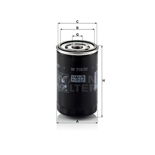 &Ouml;lfilter MANN-FILTER W 719/30 f&uuml;r VAG STILL KUBOTA LINDE JUNGHEINRICH