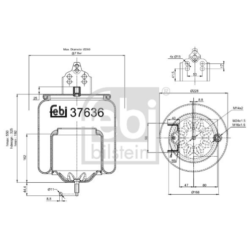 Febi Bilstein 37636 Luftfederbalg mit Stahlkolben , 1 St&uuml;ck