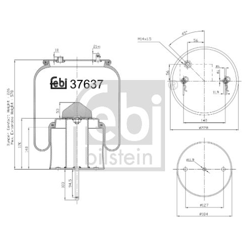 Febi Bilstein 37637 Luftfederbalg mit Stahlkolben und Kolbenstange , 1 St&uuml;ck