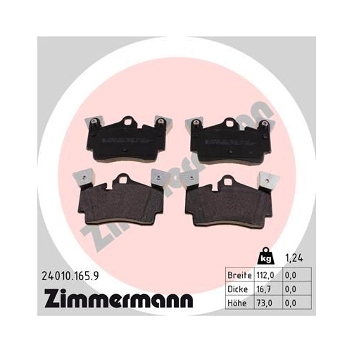 Bremsbelagsatz, Scheibenbremse ZIMMERMANN 24010.165.9 pb:z f&uuml;r AUDI PORSCHE VAG
